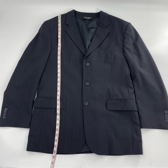 Jos. A. Bank Black Pin Striped 3 Button 100% Wool Suit with Flat Front Pants - Picture 6 of 16